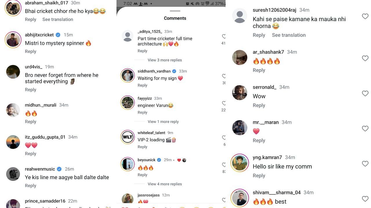 फैंस कमेंट (photo credit: instagram/chakaravarthyvarun)